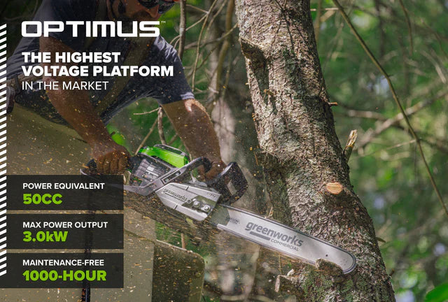 82V OPTIMUS 3.0 kW 18" Chainsaw Kit with CORE400 Battery & DP Charger | OCS500-C4DP-18