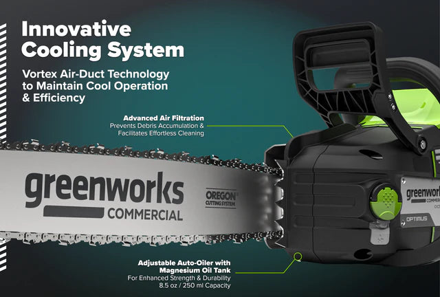 82V OPTIMUS 3.0 kW 16" Chainsaw Kit with CORE400 Battery & DP Charger | OCS500-C4DP-16