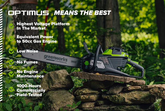 82V OPTIMUS 3.0 kW 18" Chainsaw Kit with CORE400 Battery & DP Charger | OCS500-C4DP-18