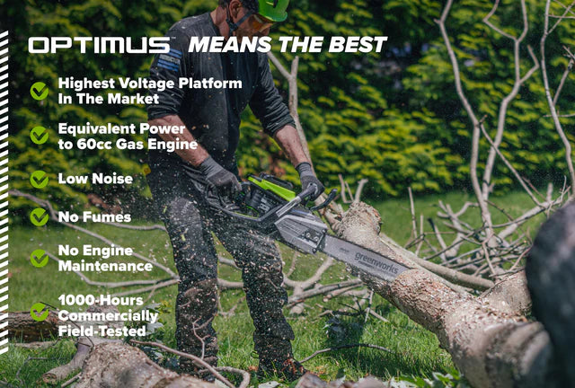 OPTIMUS 82V 3.6kw 20" Chainsaw Kit with CORE400 Battery & DP Charger | OCS600-C4DP-20