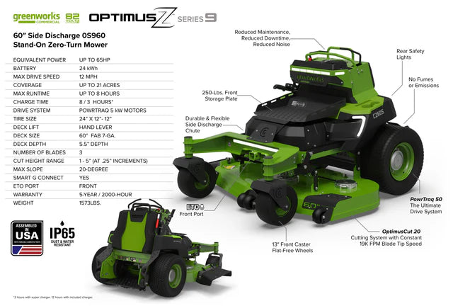 OptimusZ Series 9 48" Stand-on ZTR - 24 kWh | OS948