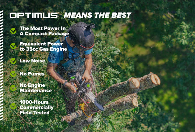 OPTIMUS 48V 16" Top-Handle Chainsaw Powerhead, 48V 4 Ah Battery, 5A Charger | OTS350-T4SC-16