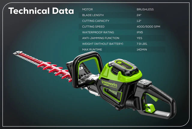 Optimus 82V 24" Hedge Trimmer with Core300 Battery and Dual-Port Charger | HT241-C3DP