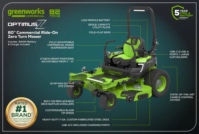 OptimusZ 48" 24kWh Ride-On Zero Turn Mower | CZ48R24X